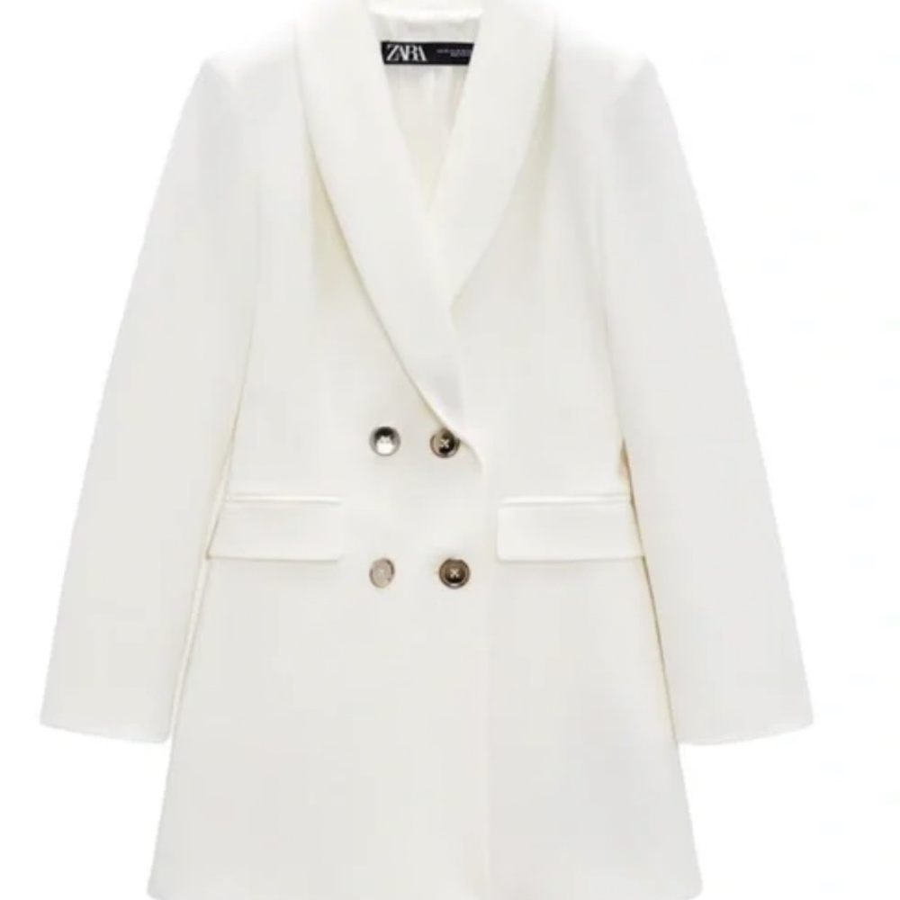 Zara double breasted white blazer